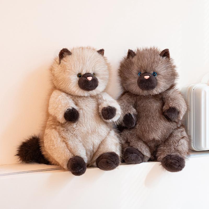 Siamese Cat Plush Toy - Soft Fluffy Stuffed Kitten Doll Realistic Furry Animal Sofa Home Decor Birthday Gift For Women Girls