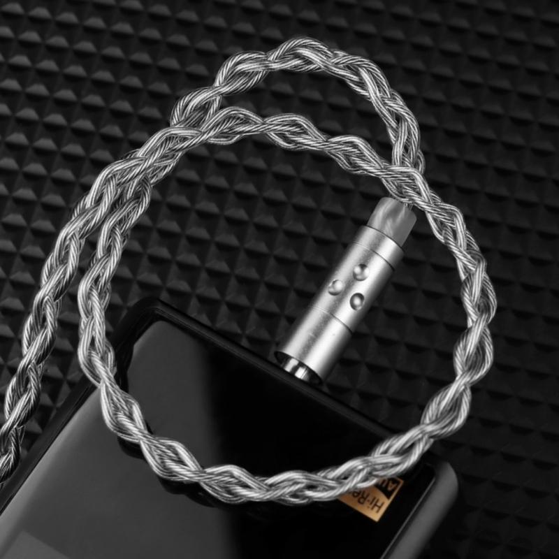 Кабель для наушников 3,5 мм 2Pin высокой плотности 336 жил с посеребрением, со встроенными микрофонами для улучшения передачи звука