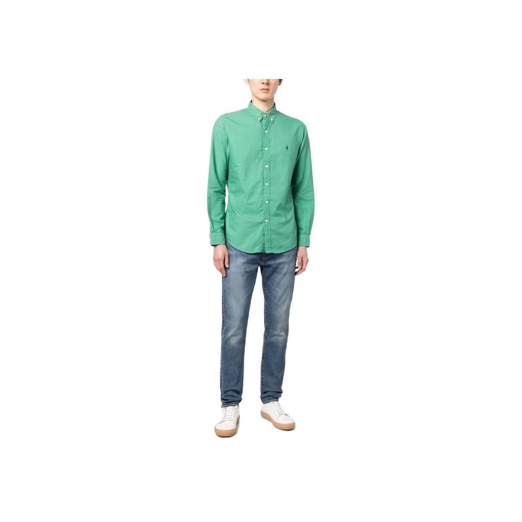 Polo Ralph Lauren Ss23 Logo Embroidered Button-Down Collar Long Sleeve Shirt Men Shirts Jade-Green 710873089-003