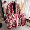 Новый осенне-зимний винтажный двухцветный пэчворк с принтом шарф, искусственный кашемир, теплая и стильная накидка на шею, модная большая шаль