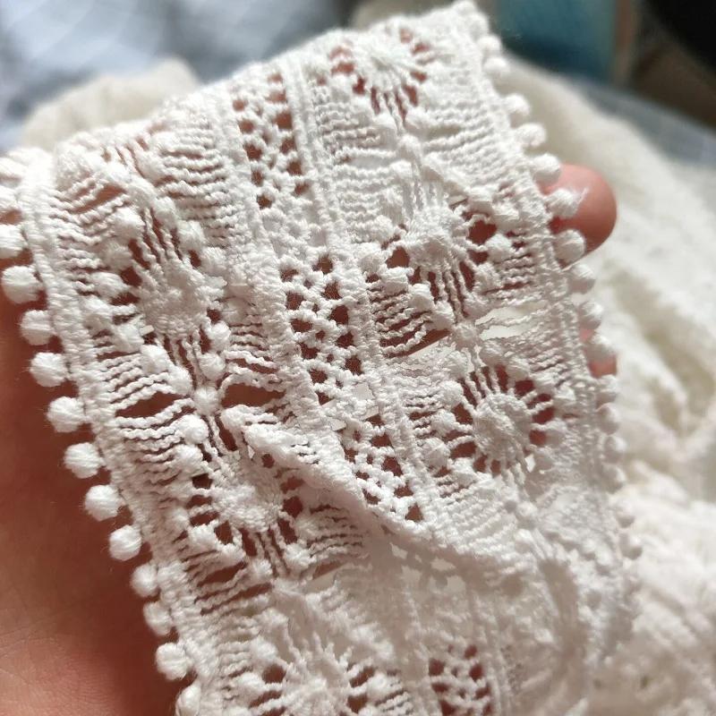 3 ярда/лот, ширина 7,8 см, бумага белая(белый с оттенком) Кружево с вышивкой из чистого хлопка, кружевные аксессуары для домашнего шитья вручную