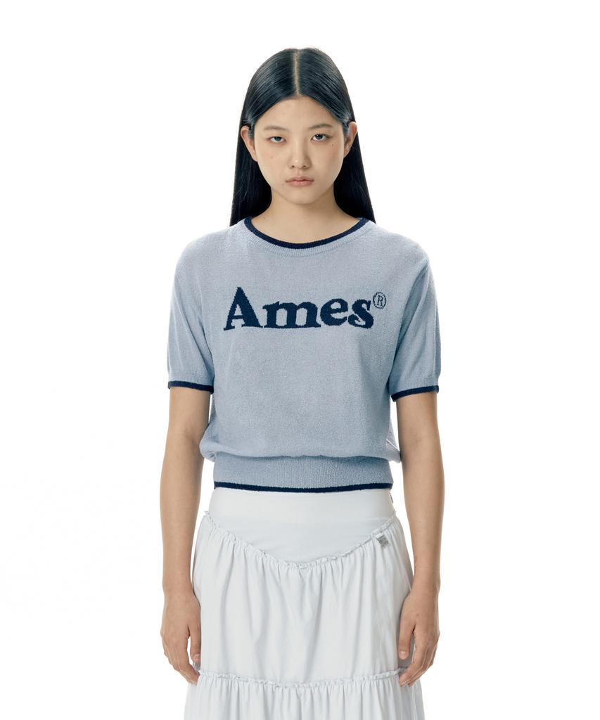 AMES-WORLDWIDE Базовый вязаный свитер с логотипом Синий