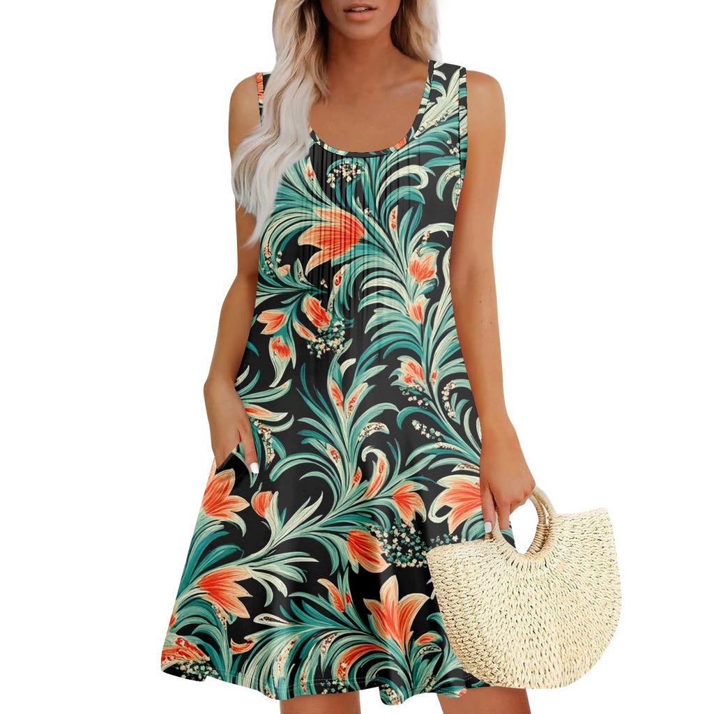 Женский повседневный сарафан с карманами, летнее пляжное платье в стиле бохо, праздничное платье для женщин, платья-майки