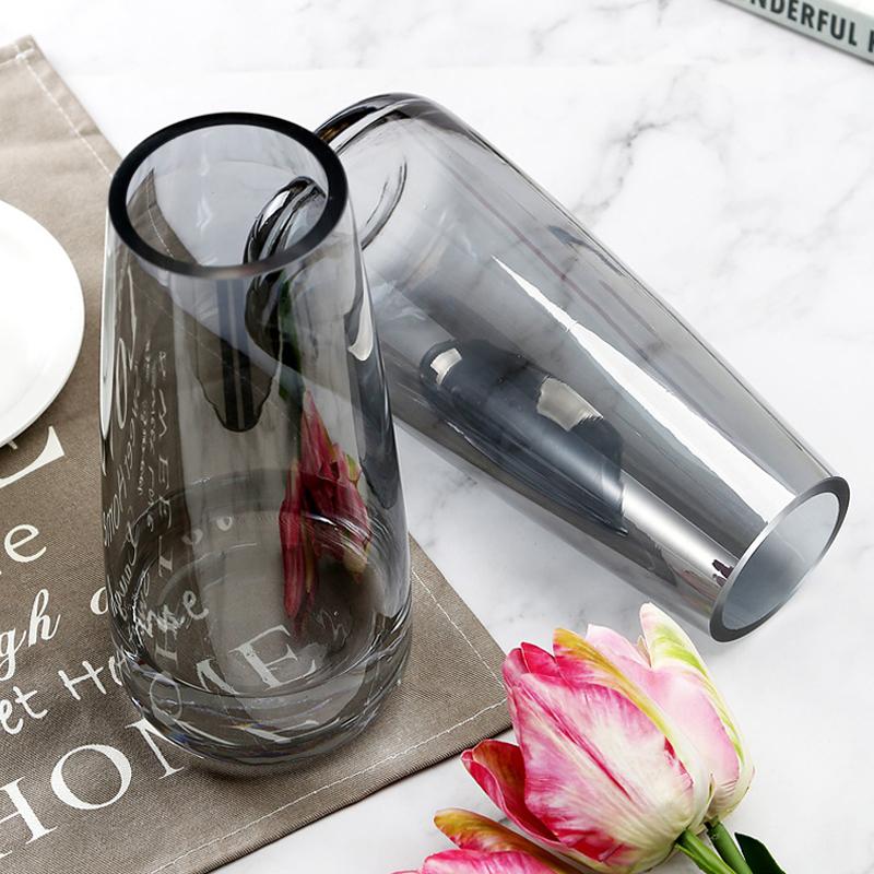 Современная стеклянная ваза кристально чистая прозрачная гидропонная вставка ваза для домашнего офиса гостиная декор аксессуары (Кристально-серый)