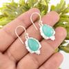 Amazonite Gemstone 925 Solid Silver Jewelry Handmade Earrings 1.6" Gift For Wife EE-163-26