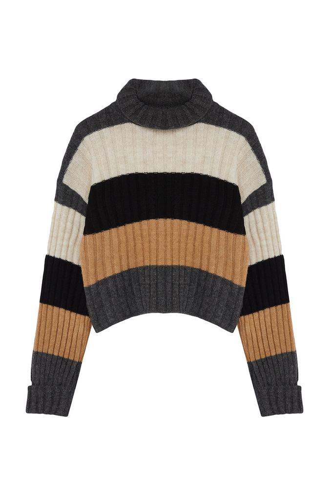 Women's Elegance Style Sweater Dark Green Crop Soft Textured Knitwear Sweater