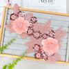 Heavy Industry Pink Beaded Sequins Three-Dimensional Flower Clothing Lace Evening Dress Dance Clothing Decorative Decal Fabric Stickers Accessories