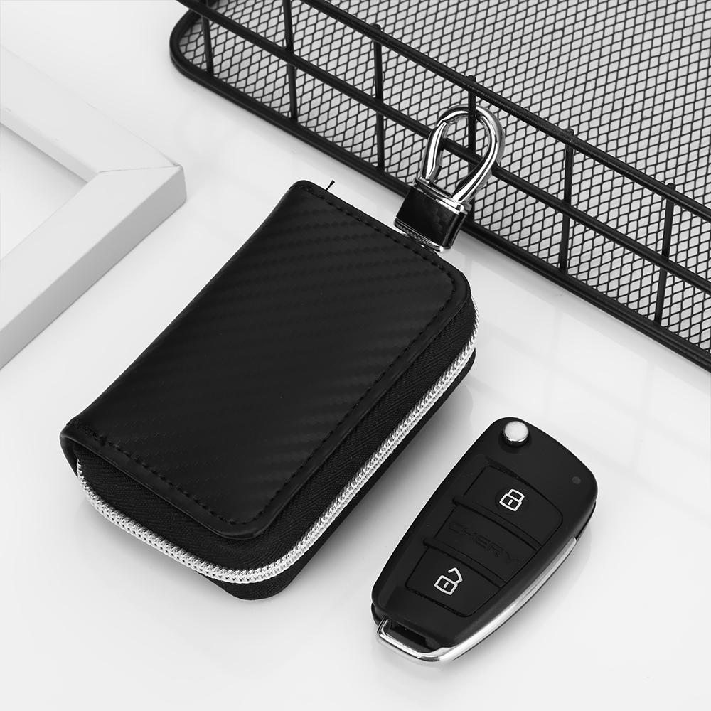 Keyless PU Zipper Bag Faraday Cage RFID Blocking Bag Signal Blocker Case Car Key Signal Shielding