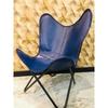 Blue Leather Relax Arm Chair Leather Butterfly Chair Home Décor Lounge Accent