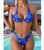 Women's Swimsuits Sexy Printed Hammers Back Neck Lace Low Waist Swimsuit Two-Piece Bikini Set Beachwear Bathing Suits