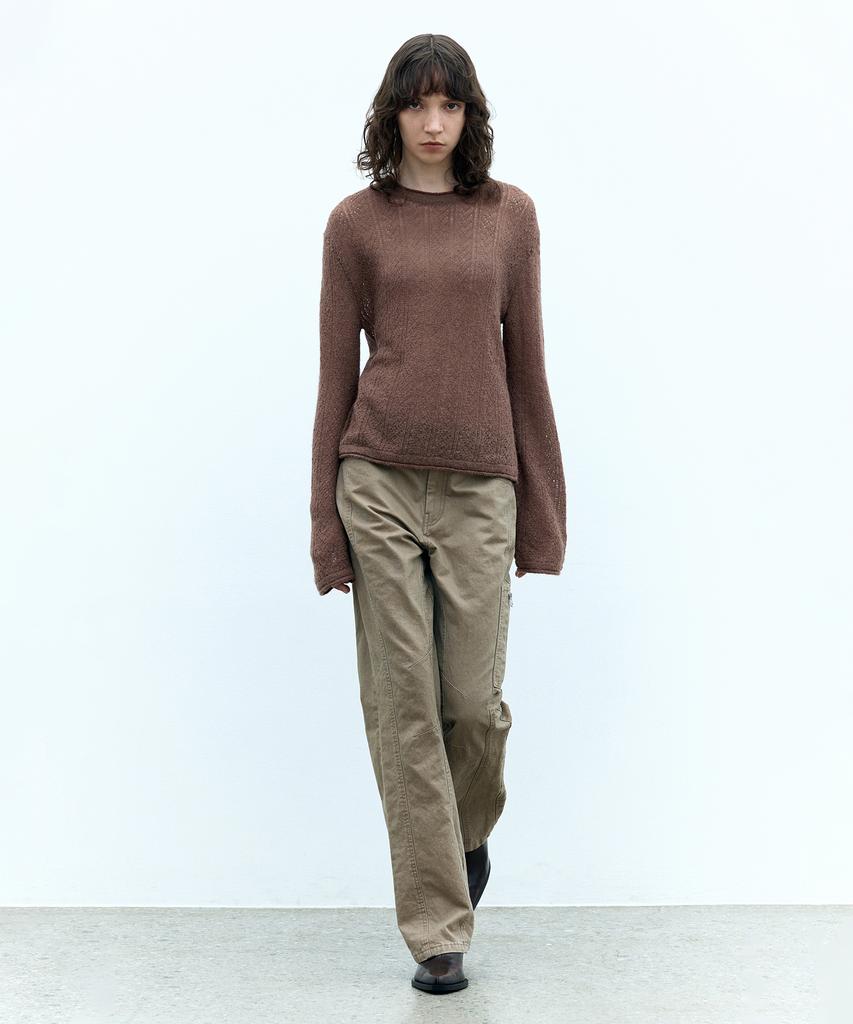 INSILENCE WOMEN Washed Bootcut Pants Ash Beige