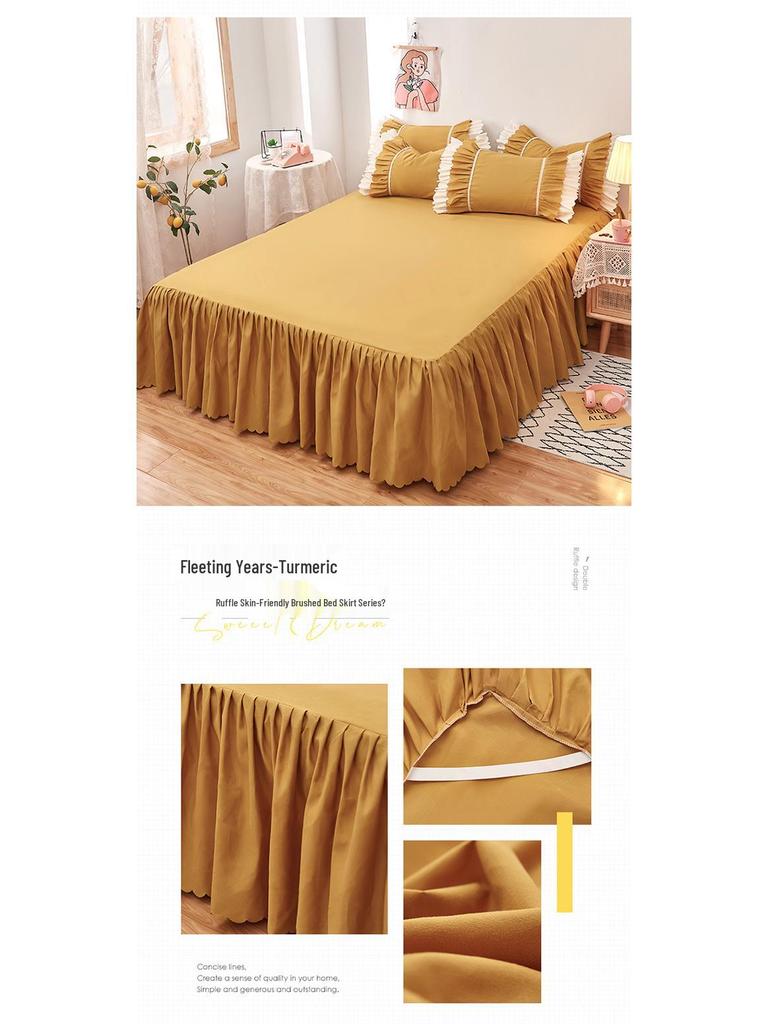 Ruffled Bed Skirt: Non-Slip One-Piece Dust Cover for Girls, Sizes 1.5 & 1.8