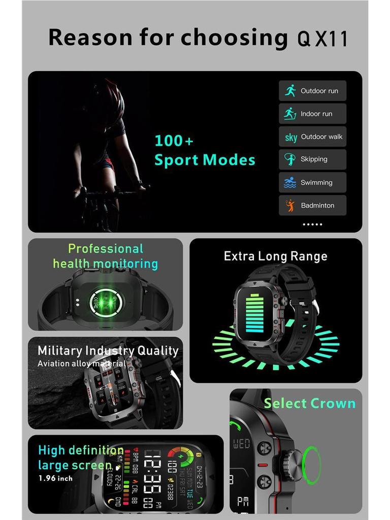 3ATM Уличные мультиспортивные смарт-часы с Bluetooth-звонками и длительным временем ожидания.