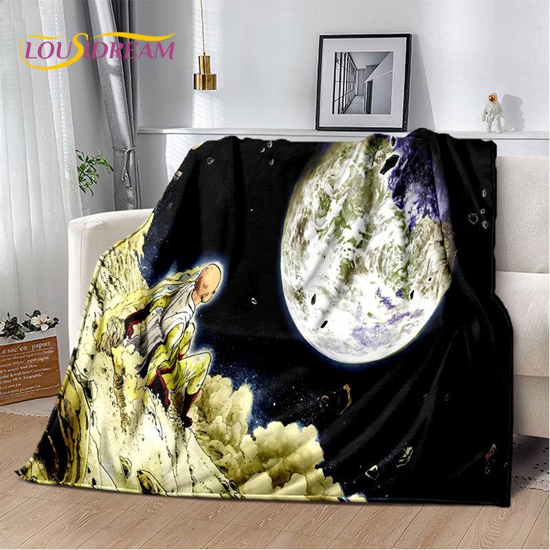 Мягкое плюшевое одеяло с рисунком аниме ONE PUNCH MAN, фланелевое одеяло, одеяло для гостиной, спальни, кровати, дивана, чехол для пикника, детское одеяло
