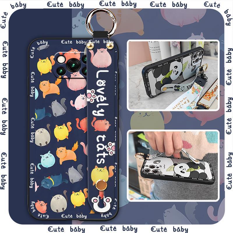 Dirt-resistant Wrist Strap Phone Case For Xiaomi Poco X3 NFC/X3 Pro Durable Cartoon Shockproof Waterproof Protective