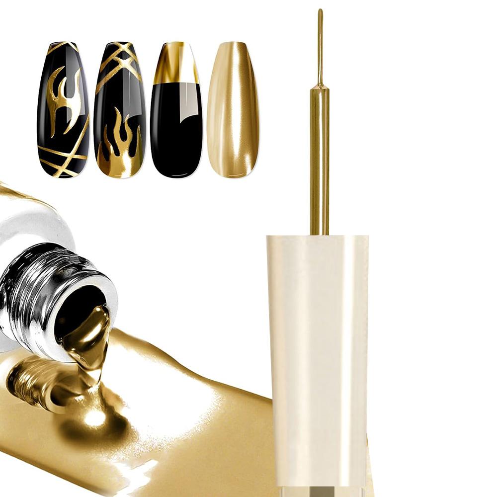 10 мл металлизированный гель-лайнер для рисования ногтей 3D зеркальный хромированный эффект гель-лак для ногтей серебристый/золотой/розовый металлизированный гель-лак для рисования