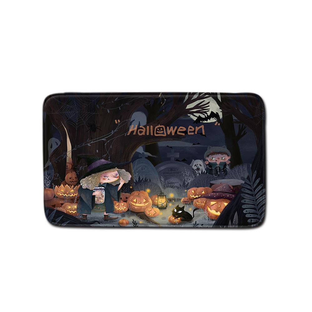 Halloween Shower Curtain Floor Mat Combination Four-Piece Set Kitchen Absorbent Non-Slip Carpet Bedroom Door Mat