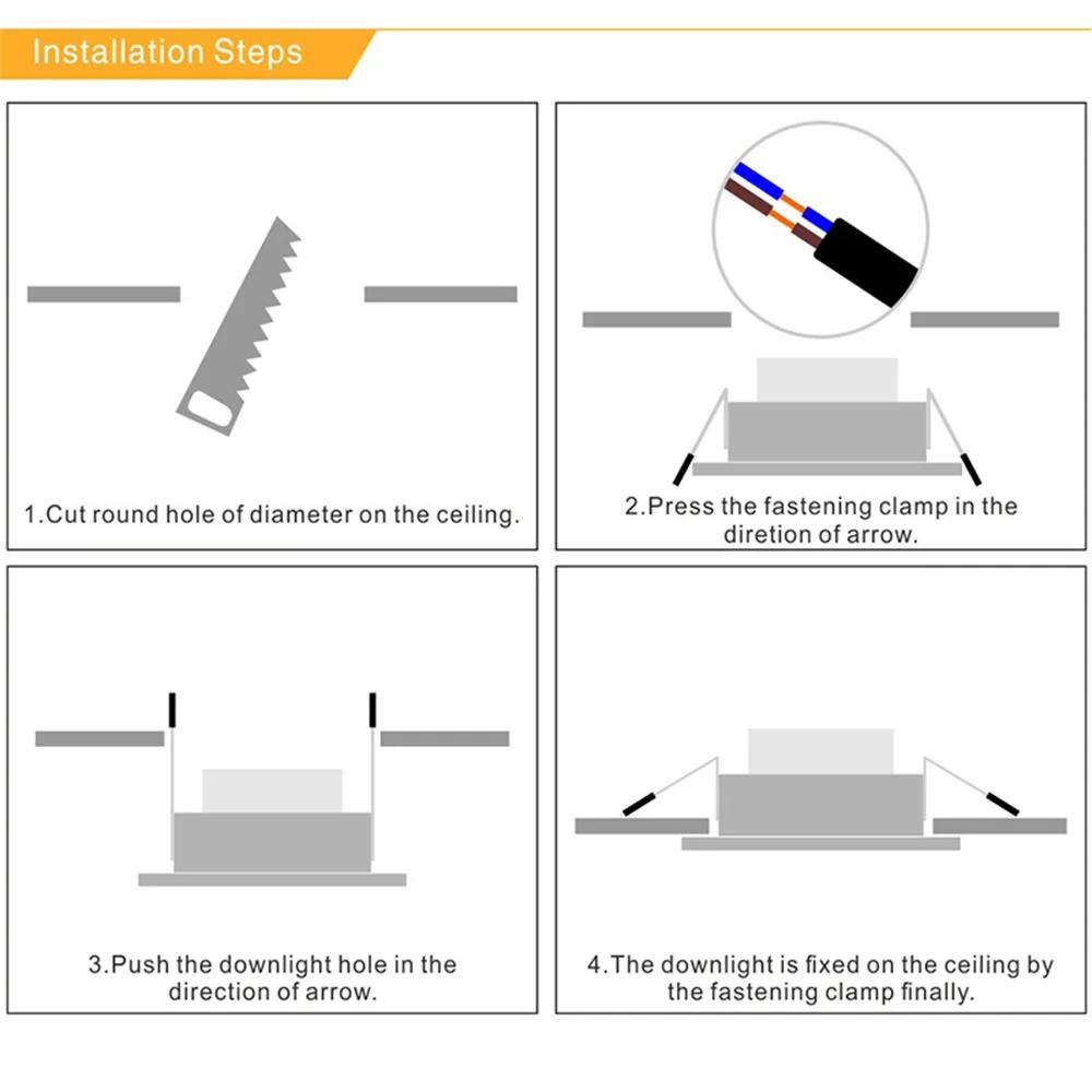 Светодиодный точечный светильник AC85V-265V 5 Вт 7 Вт 9 Вт 12 Вт 15 Вт 18 Вт 20 Вт Встраиваемый светодиодный потолочный светильник Холодный Теплый Белый Лампа