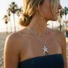 Starfish Beaded Pendant Double Layer Necklace Long Sweet Edgy Stacking Accessory Women's Versatile Gift Daily Accessory
