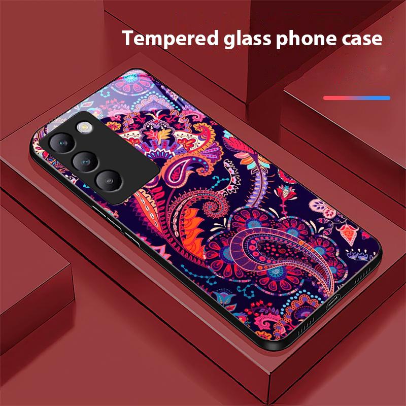 Красочный цветочный тотем для Y72 33S 11 03 36 96 Lite 35 16 Iqoo 12 V40 SE 5G 29 40 21 30 X80 Pro Vivo Чехол для телефона из закаленного стекла