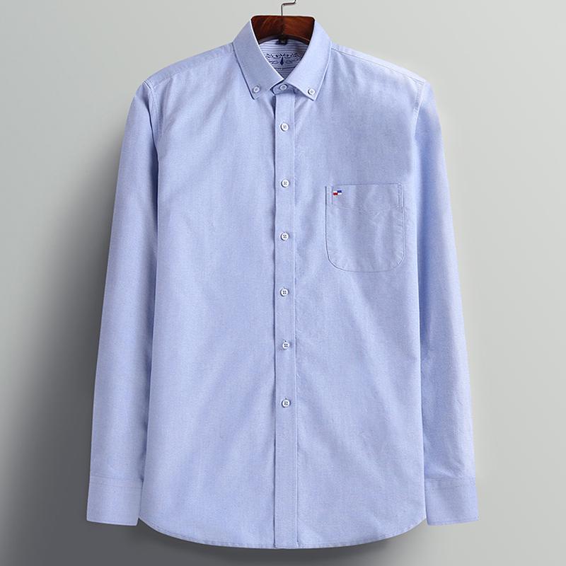 Мужские однотонные повседневные толстые оксфордские хлопковые рубашки с длинным рукавом на пуговицах с длинным рукавом