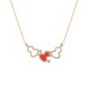 V Gold Exquisite Kylin Gourd Necklace, Medium Mother-of-Pearl & Red Agate, 18K Rose Gold CNC Carved.