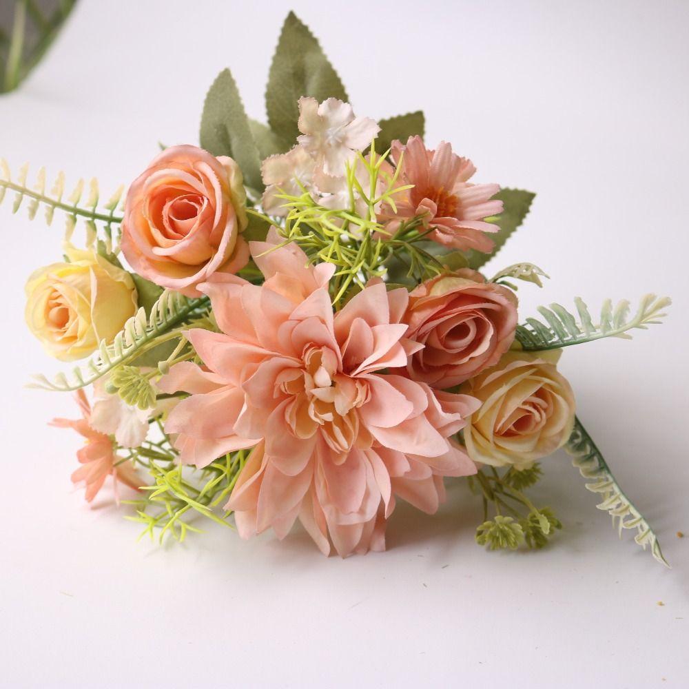 Шелковый материал Дизайн шелковых георгин и гортензий Искусственные шелковые цветы Декор для вечеринки, свадьбы, дома