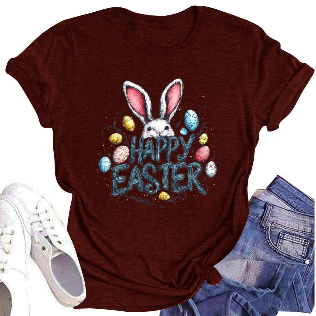 Women's Top Round Neck Casual Printed Short-sleeved T-shirt Top