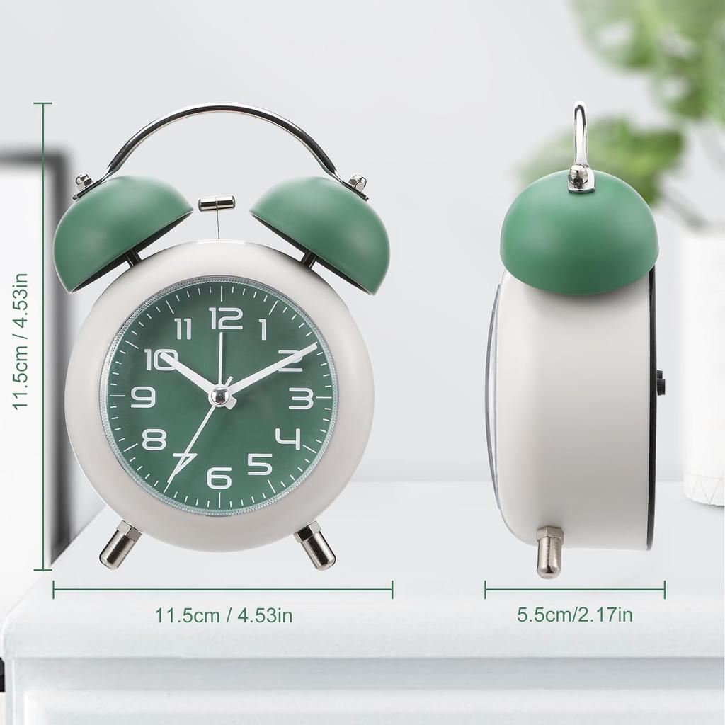 Будильник в стиле ретро с двойным звонком, бесшумный прикроватный будильник без тикания со светящейся подсветкой и ночником для школы-спальни