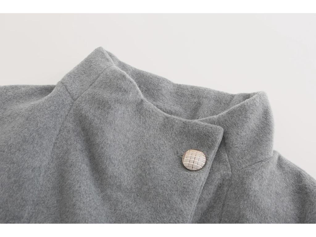 2021 European & American Autumn/Winter Women's Slim Long Sleeve Wool Coat