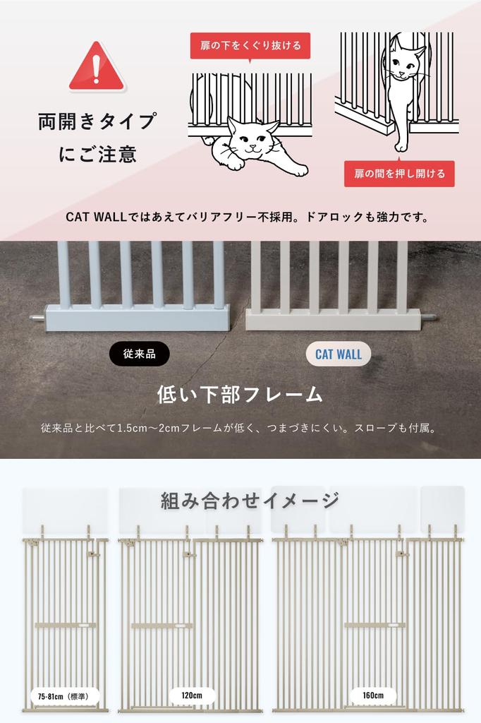 sopoa 190cm x Width Pet gate for high escape prevention [Height 75-245cm] cats, type, wide, (Snow White, 75-81cm (standard))