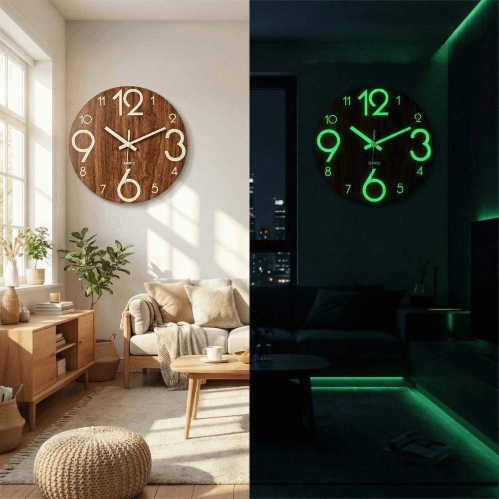 Silent Luminous Wall Clock 8 Inch Quartz Wall Clock Minimalist 3D Wall Clock Office