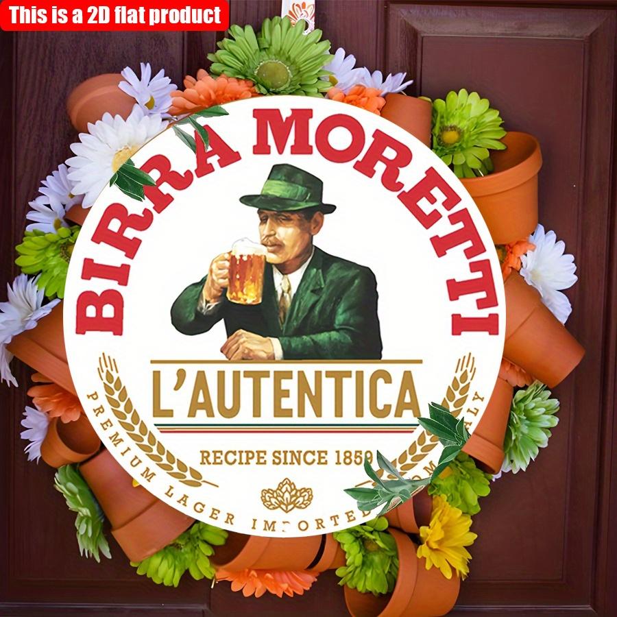 Mfoever D Плоский см шт Bira Moretti Пивная Тема Круглая Вывеска на Дверь Классический Дизайн Пивоварни Ретро Настенное Искусство Декор Подходит для Баров Пивных Клубов и Задних Дворов