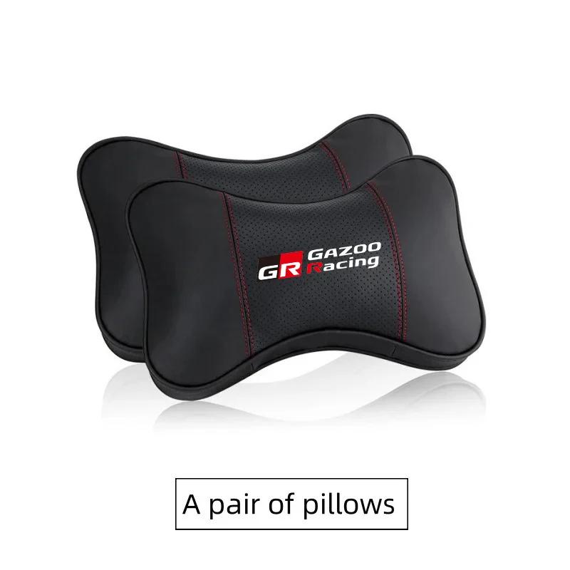 PU Leather Car Headrest Pillow Seatbelt Shoulder Pad For Toyota GR Sport REGJ6 GAZOO RACING Yaris Hil Corolla Car Accessories