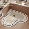 1PC French Light Luxury Heart-Shaped Kitchen Floor Mat With Diatomaceous Mud For Easy Care Waterproof Non-Slip Carpet