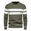 Осень и Зима Мужской Повседневный Полосатый Мужской Свитер Пуловер Цветовой Блок Круглый Вырез Мужской Вязаный Свитер