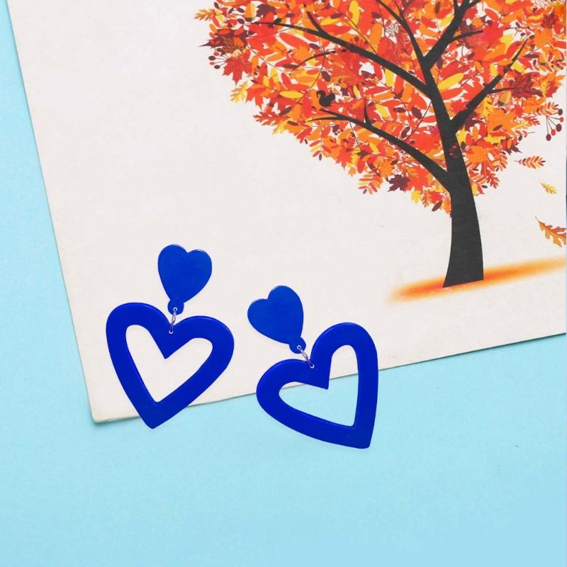 Стильные Акриловые Серьги-Подвески Розовые Сердечки Серьги-Капли Женские Вечерние Полые Серьги-Заявление Подарок на День Святого Валентина Легкие