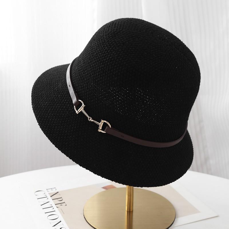 Womens Wide Brim Sun Hat Outdoor Travel UV Protection Foldable Knit Bucket In Black Beige Khaki