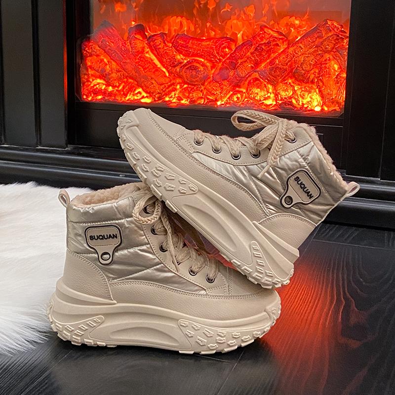 TUINANLE Женские ботильоны зимние плюшевые теплые высокие кроссовки для женщин прогулочные кроссовки нескользящие на открытом воздухе