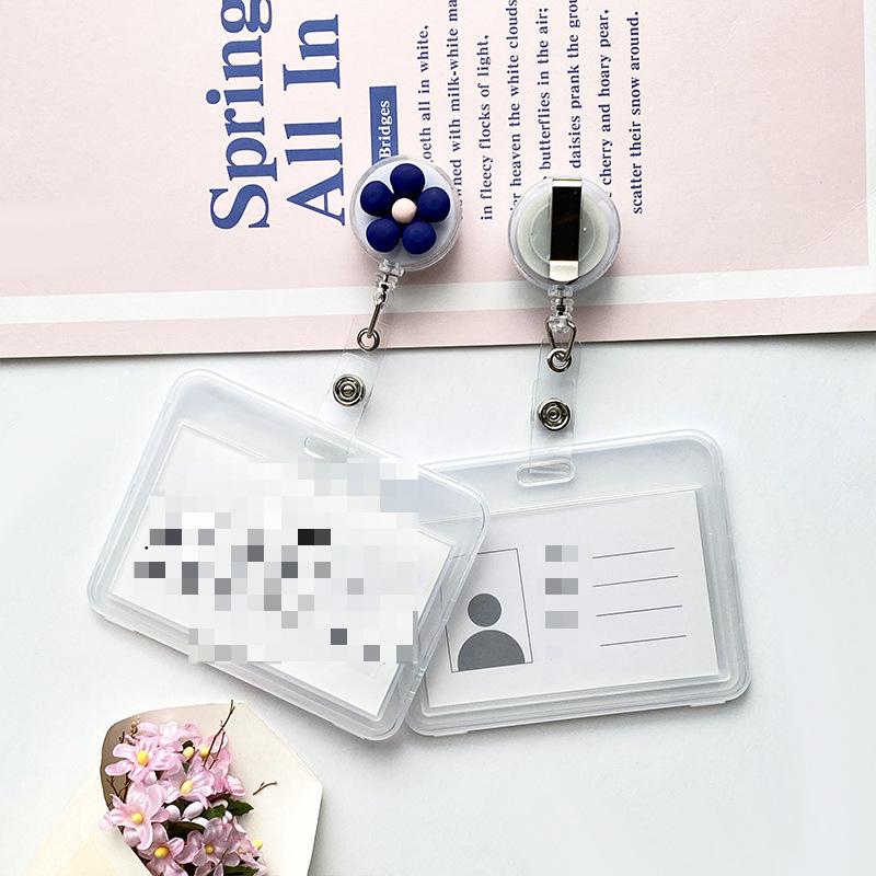 Женский милый цветок выдвижной значок катушка для удостоверения личности шнурок для имени белый воротник держатель для бейджа катушки брелок держатель для карт аксессуары