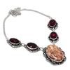 Fossil Coral, Garnet Gemstone 925 Sterling Silver Jewelry Necklace 18"