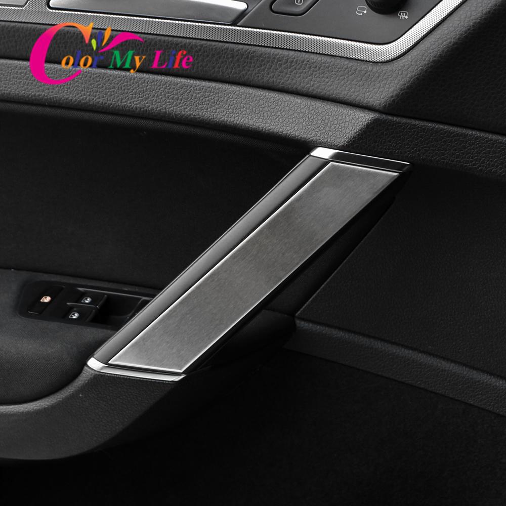 Color My Life 4 шт./компл. внутренняя дверная ручка из нержавеющей стали, накладка для Volkswagen VW Golf 7 7,5 MK7 MK7.5 2013-