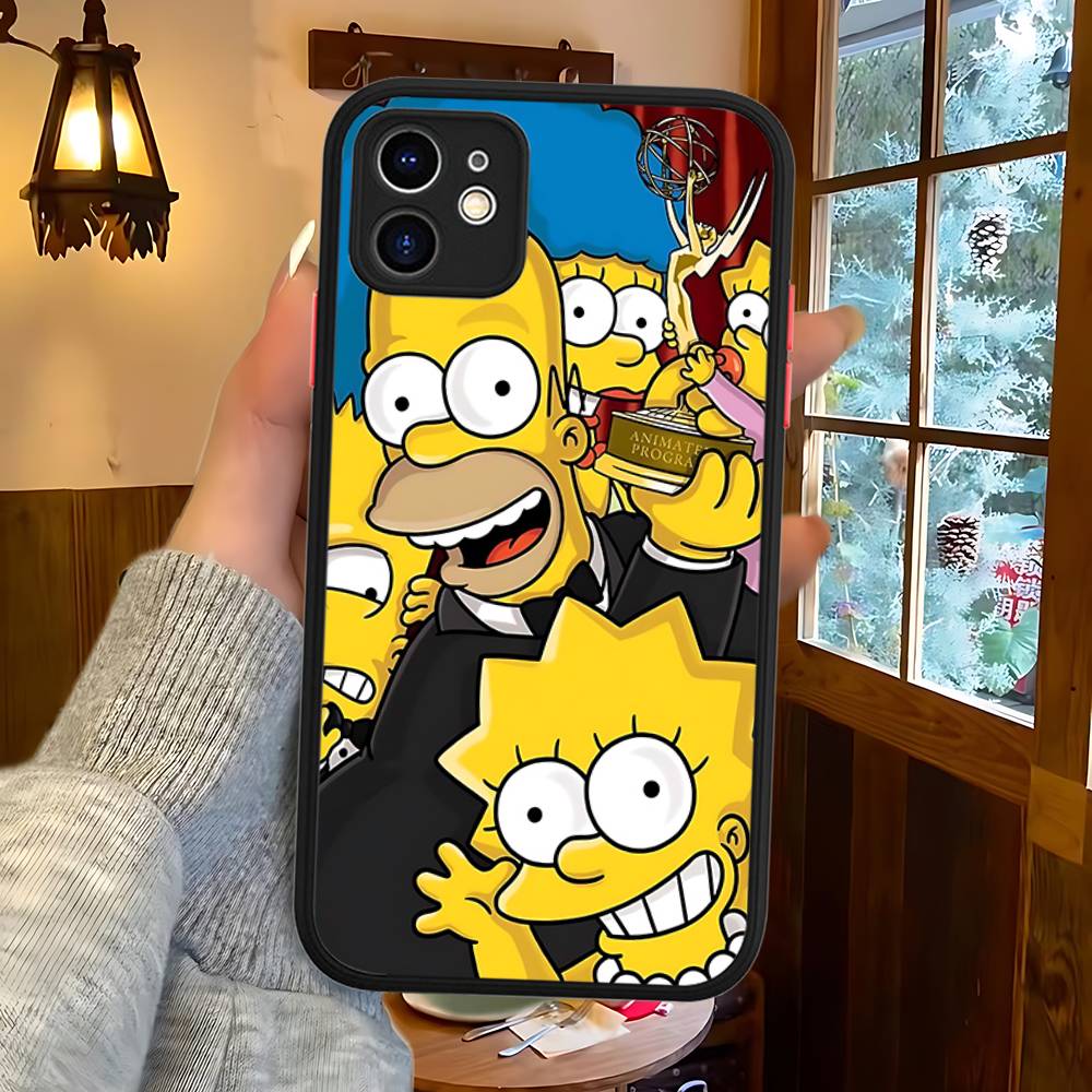 Смешной мультяшный чехол для телефона S-Simpsons для iPhone 16 15 14 Plus 15 13 12 11 Pro Max X XS MAX Матовый чехол