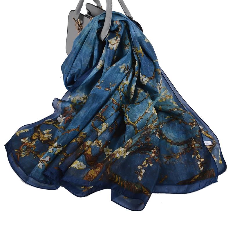 [BYSIFA] Шелковый шарф большого размера расширенный шелковый женский шелковый шарф шаль женский шарф новый зимний оранжевый кофейный женский длинный шарф