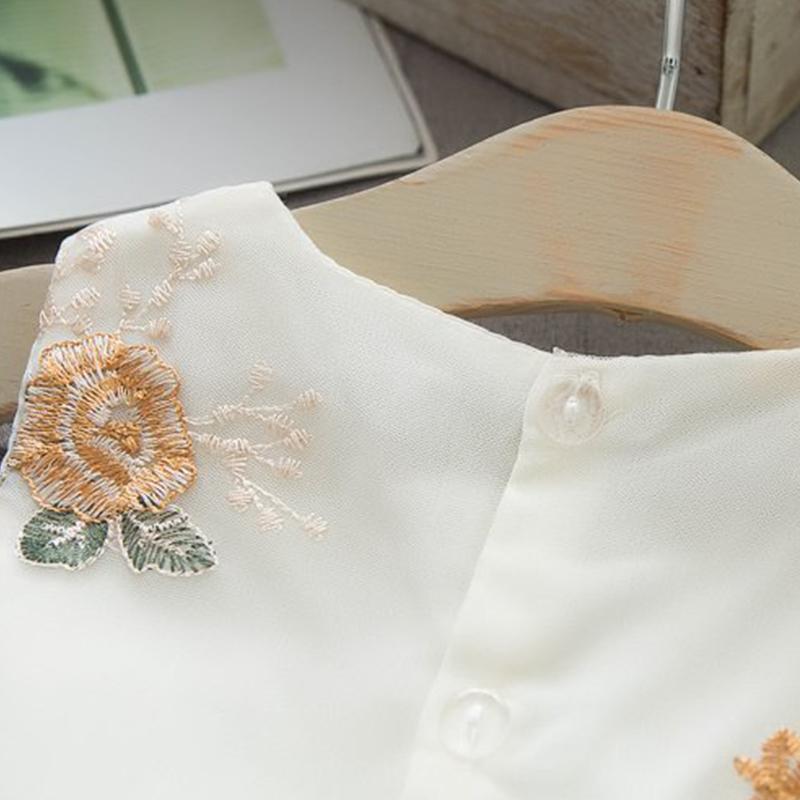 Зарубежные летние модные кружевные марлевые платья с цветочной вышивкой для девочек, детская одежда