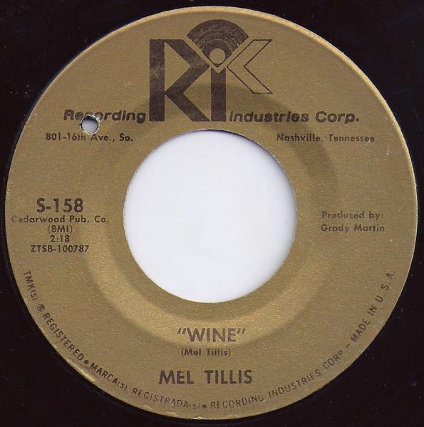7-дюймовая пластинка MEL TILLIS Wine Buried Alive S158 Recording Indus 1965 США Кантри/Фолк Б/у