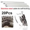 20Pcs Exhaust Wrap Cable Zip Tie 4.6mm Locking Ties Durable 304 Stainless Steel Cable Ties