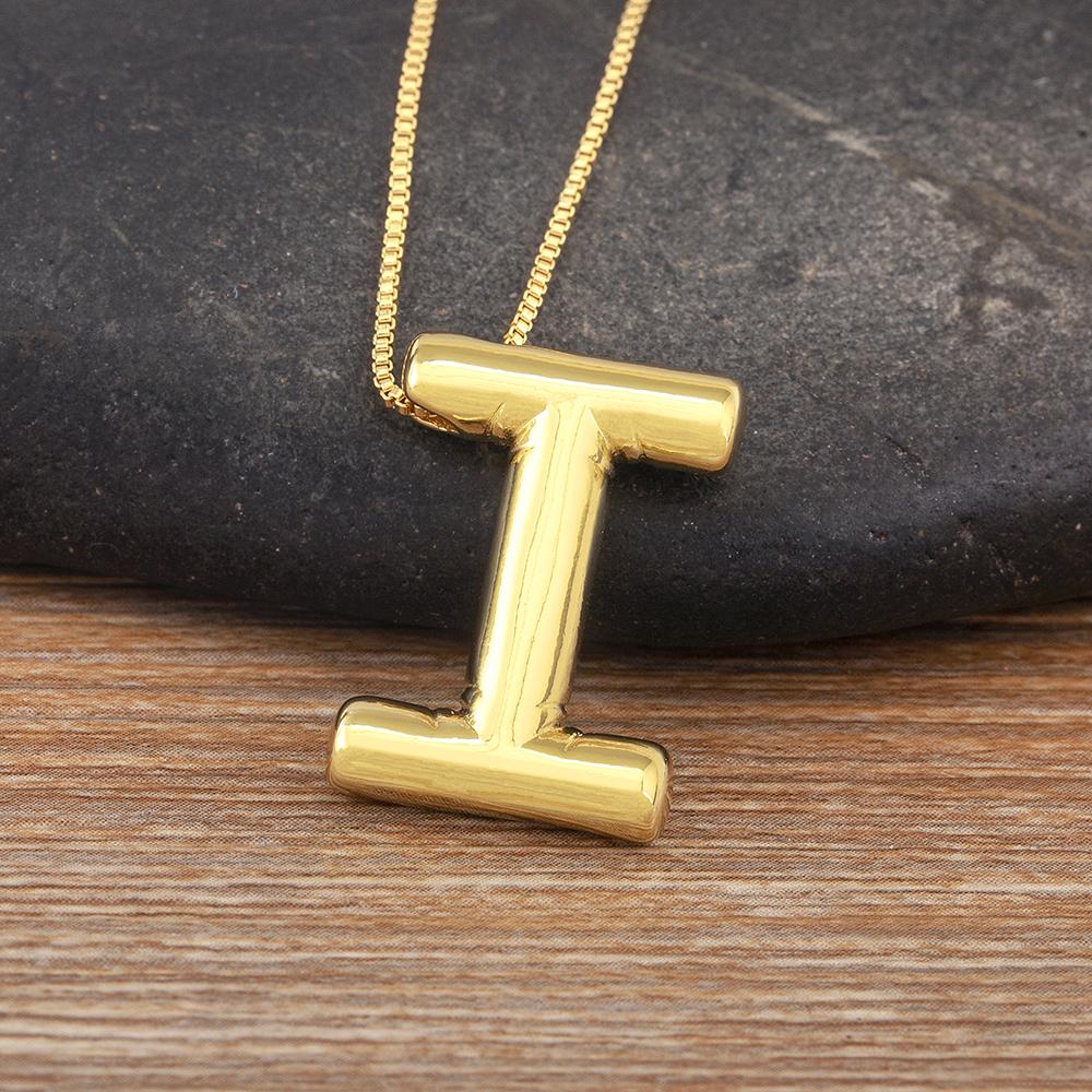 Nidin New Retro Punk Style Copper A-Z Letters Pendant Necklace Initials Alphabet For Women Vintage Name Jewelry Daily Party Gift