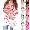 Women's Fashion Casual Printed Medium Length Cardigan Jacket Coat