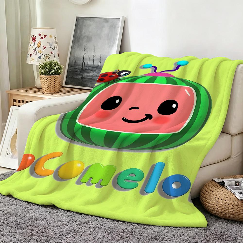 Cartoon C Cocomelon  Flannel  Blanket Suitable for Sofa Living Room Bedroom